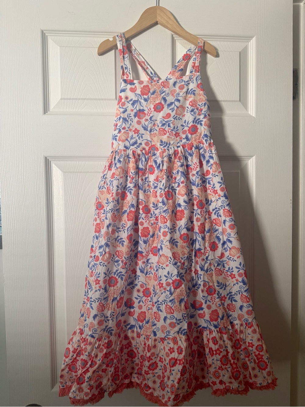 Haute Hippie Girls' Floral Maxi Dress - Coral, Blue & Cream